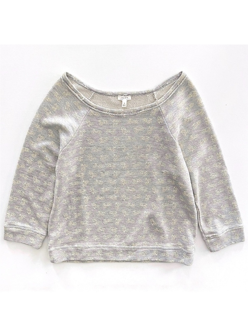 Soft Joie Banner Bicycle Print Terry Sweatshirt in Grey Size Large